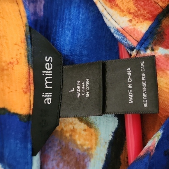 Ali Miles Colorful Abstract Patterned Coat Bell Sleeve Career Artsy Contemporary - Picture 9 of 12